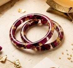 Handcrafted Resin Flower Preserve Bangle Pair